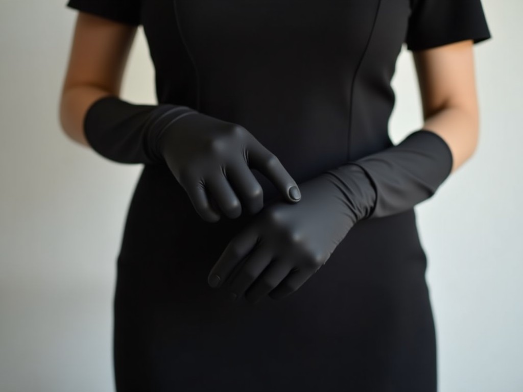 Buy Formal Black Dress With Long Gloves