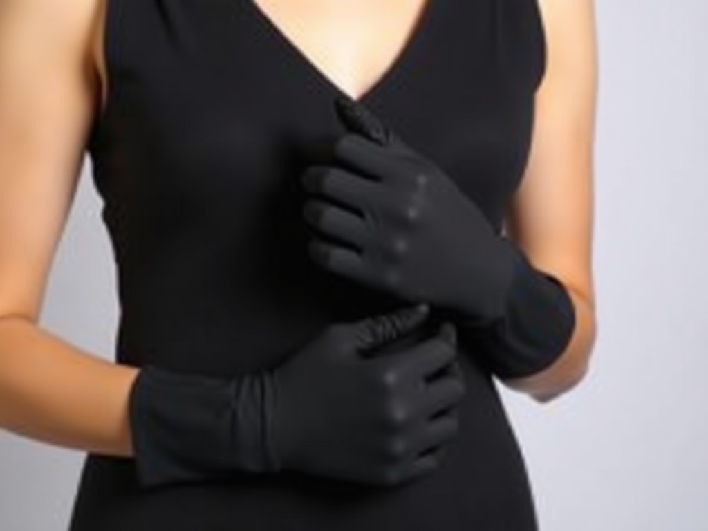 Factory Supply Cocktail Black Dress With Gloves
