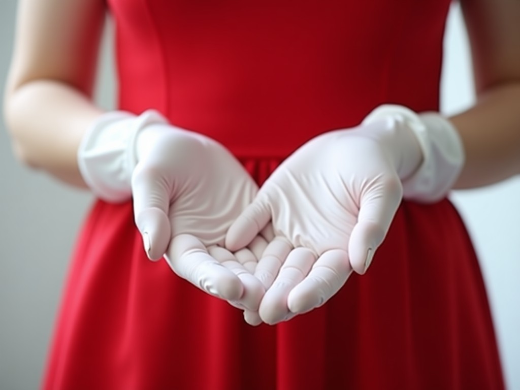 Factory Supply Red Dress With White Gloves